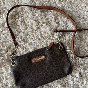 Calvin Klein Monogram Crossbody Bag in Dark Brown